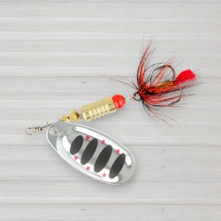 Блешня обертова ZEOX Dominator № 3, 6г, колір 008 Silver-Black Dot